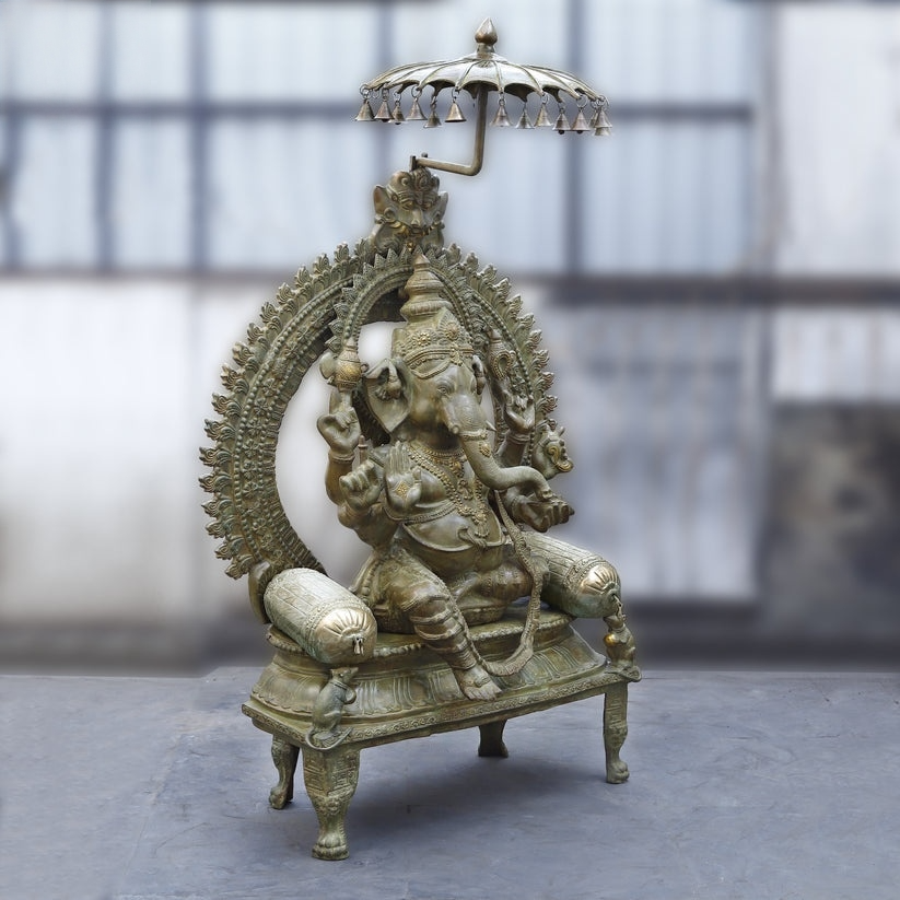 Brassaura™ Brass Big Ganesha Statue | Height 66 Inches & Weight 145 kg