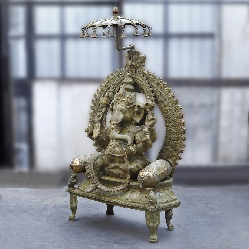 Brassaura™ Brass Big Ganesha Statue | Height 66 Inches & Weight 145 kg