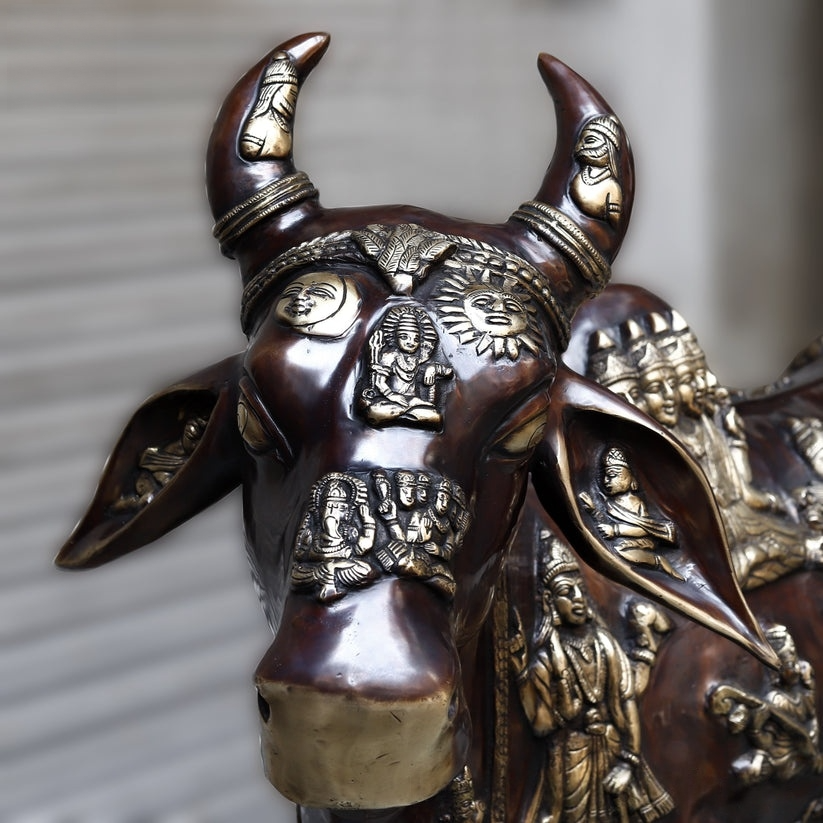 Brassaura™ Brass Big Cow Baby Statue | Height 50 Inches & Weight 172.800 kg