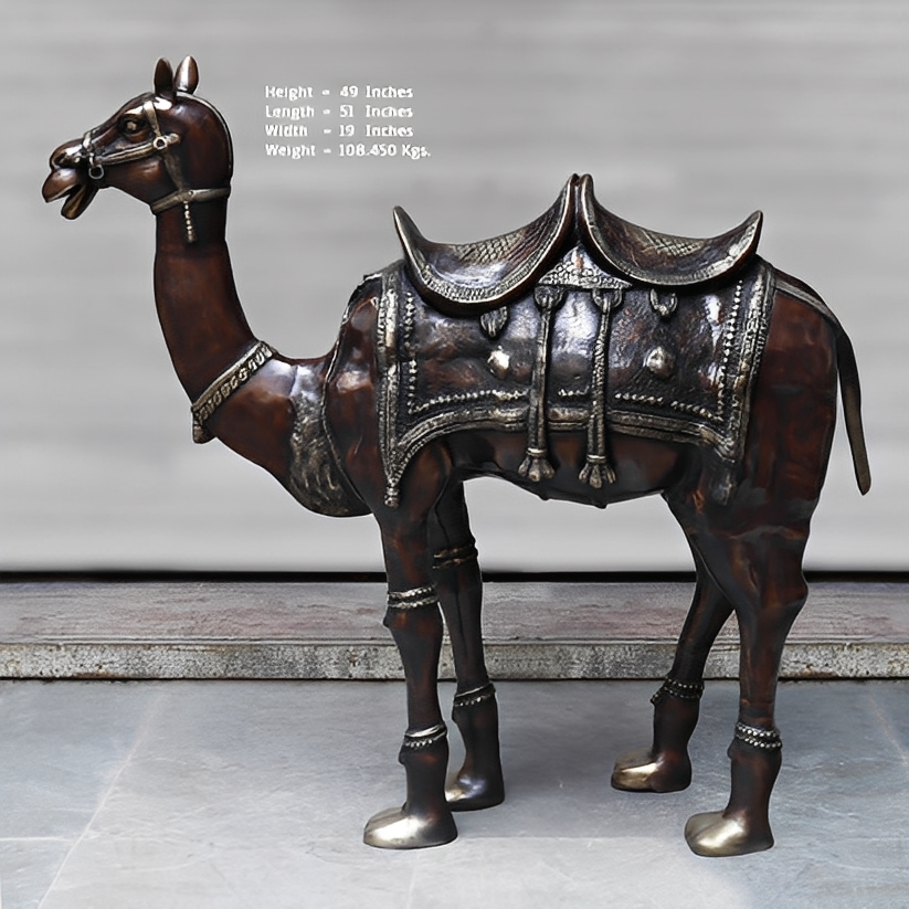 Brassaura™ Brass Big Camel for Home Decor | Height 49 Inches & Weight 108.450 kg