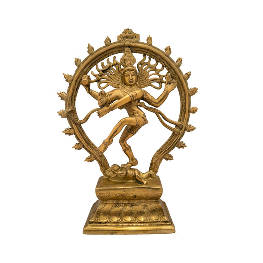 Brassaura™ Dancing Nataraj Brass Idol | Brass with Golden Finish | Height 14 Inches & Weight 3.3 kgs