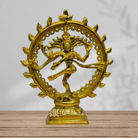 Brass Golden Finish Quality Dancing Natraj God Idols for Home and Decor Weight 550 Grams Height 17 cm