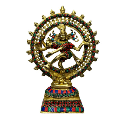 Brass Gem Stone Work Finish Quality Dancing Natraj God Idols for Home and Decor Height 33 cm Weight 2.9 Kg