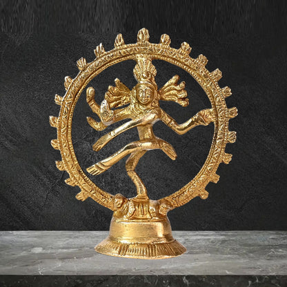 Brass Golden Finish Quality Dancing Natraj God Idols for Home and Decor Pooja Room and Diwali Navratri Festival Gifts Height 13 cm Weight 120 Gram