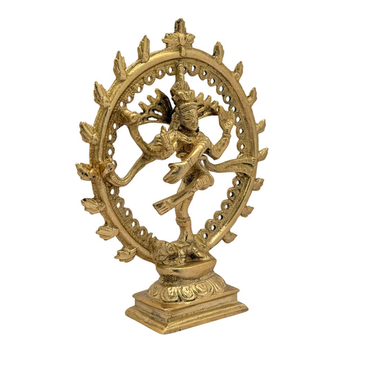 ब्रासौरम™ नृत्य नटराज पीतल की मूर्ति | शुद्ध पीतल, सुनहरी फिनिश के साथ | ऊंचाई 6 इंच और वजन 0.5 किग्रा