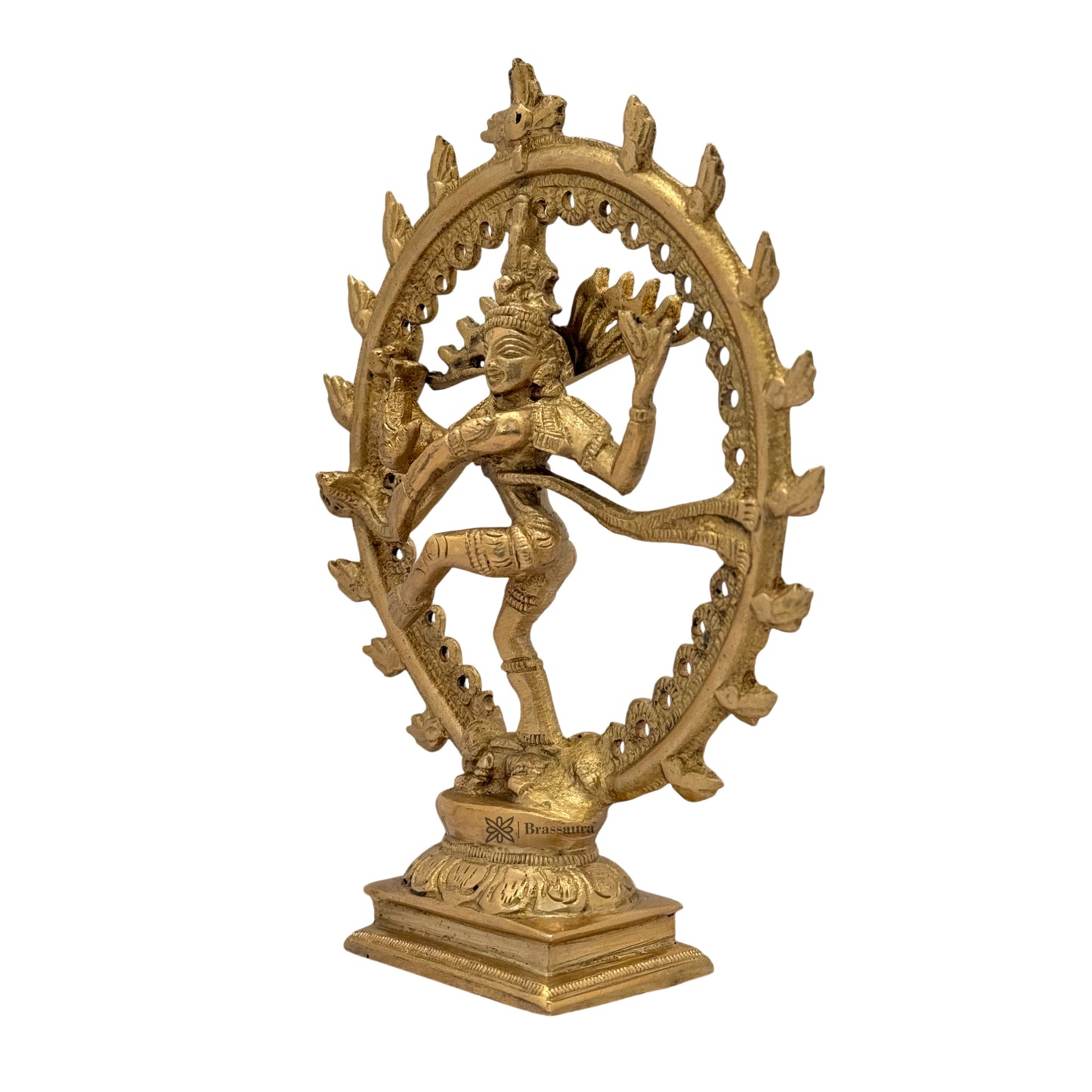 Brass Golden Finish Quality Dancing Natraj God Idols for Home and Decor Pooja Room Height 15 cm Weight 500 Gram