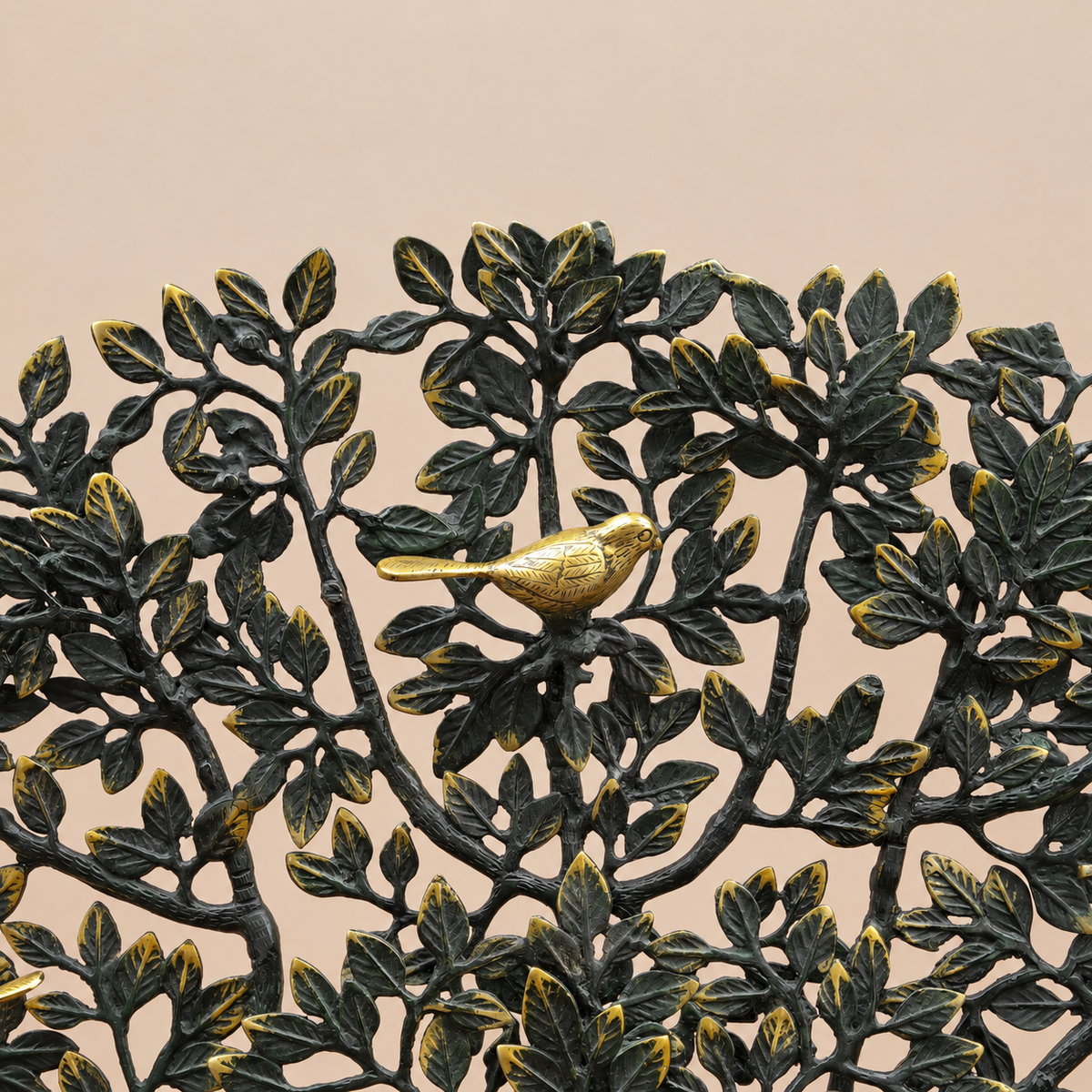 Brassaura® Tree of Life Sculpture with Golden Birds and Black & Golden Finish | Pure Superfine Brass Handcrafted Murti | Brass Statue for Home Temple, Pooja Room | Height 26.5 Inches | Weight 14.84 Kgs