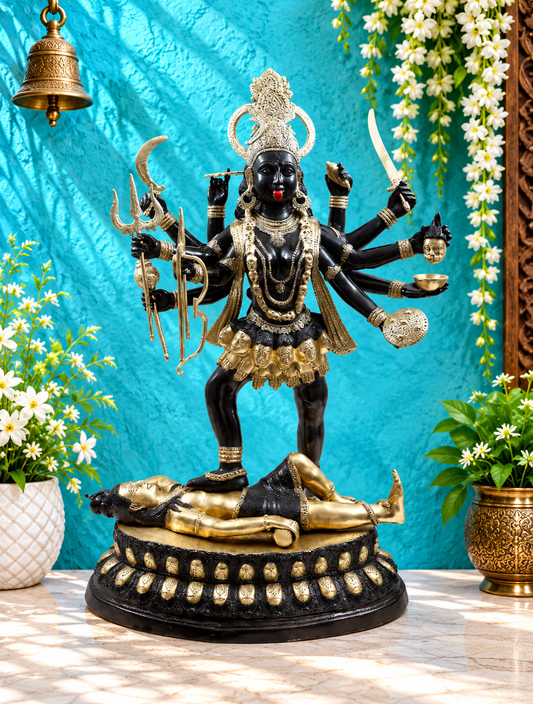 ब्रसौर® महाकाली शिव पर खड़ी | शुद्ध पीतल | ऊँचाई 43 इंच और वज़न 63 किलोग्राम