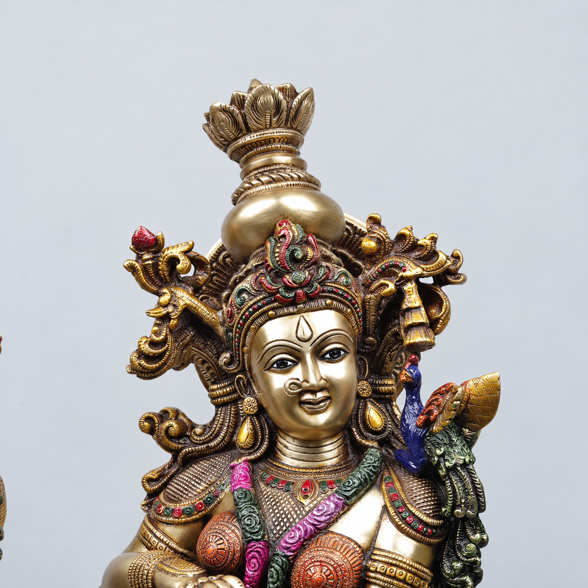 Brassaura® Radha Krishna Standing Idol Pair with Multi-Color Finish | Pure Superfine Brass Handcrafted Murti | Brass Statue for Home Temple, Pooja Room | Height 29.5 Inches | Weight 39.94 Kgs