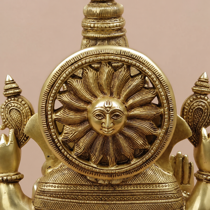 Brassaura® Ganesha Seated Blessing Idol with Antique Golden Finish | Pure Superfine Brass Handcrafted Murti | Brass Statue for Home Temple, Pooja Room | Height 20 Inches | Weight 24 Kgs