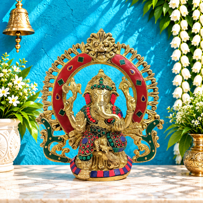 ब्रासोरा® वृंदावन वेणुगोपाल कृष्ण पीतल की प्रतिमा मोर के साथ | एंटीक नीला और सुनहरा रंग | ऊँचाई 20 इंच