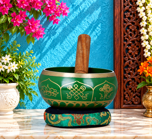 Brassaura® Brass Singing Bowl with Wood and Cloth | Height 2.95 Inches | Weight: 900 Grams