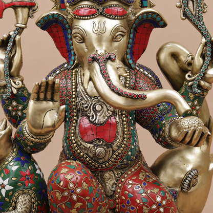 ब्रासोरा® वृंदावन वेणुगोपाल कृष्ण पीतल की प्रतिमा मोर के साथ | एंटीक नीला और सुनहरा रंग | ऊँचाई 20 इंच