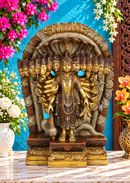 ब्रसारा® विश्वरूप विष्णु मूर्ति | शुद्ध पीतल | ऊंचाई 11 इंच और वज़न 5.50 किलोग्राम