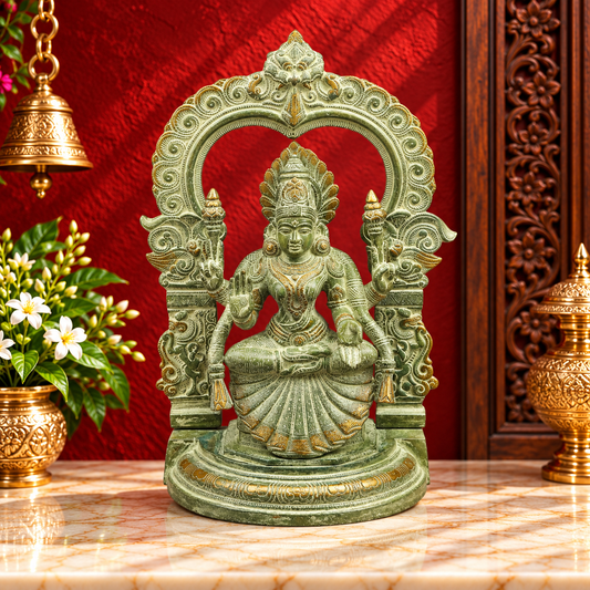Brassaura® Brass Laxmi Padmavati Maa Idol | Divine Brass Statue | Handcrafted Murti for Home & Temple Height 18 Inch | Weight: 12.420 kg
