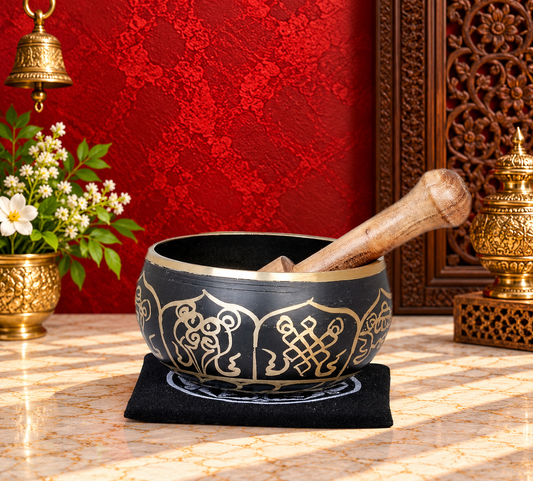Brassaura® Brass Ashtamangala Singing Bowl | Height 5.5 CM | Weight: 350 Grams