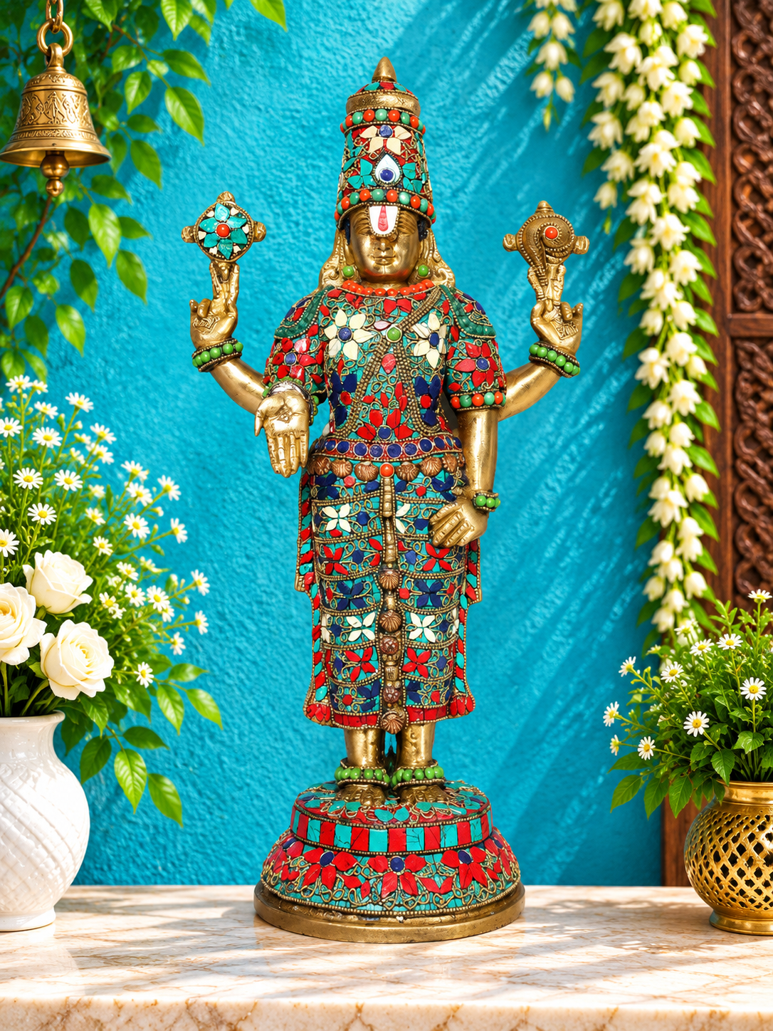 Brassaura® Brass Venkateswara Statue | Height 18 Inches & Weight 7.05 kg