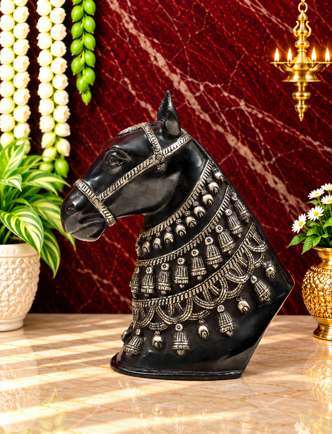 Brassaura® Decorative Brass Horse Bust Statue | Pure Brass | Height 11 Inches & Weight 3.63 kgs