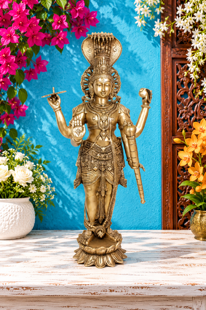 Brassaura® Brass Vishnu Statue | Height 40 Inches & Weight 31 kg