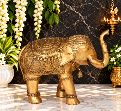 Brassaura® Decorative Brass Elephant Sculpture – Brass Finish | Pure Brass | Height 31.5 Inches & Weight 70.90 kgs