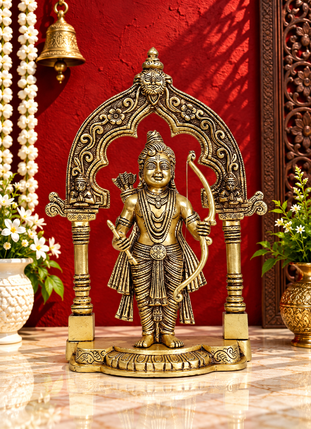 Brassaura® Brass Ram Lalla Statue | Pure Superfine Brass Handcrafted Murti | Brass Statue for Home Temple, Pooja Room | Height 14.96 Inches | Weight 5.55 Kgs