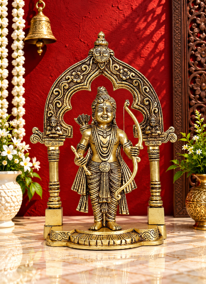 Brassaura® Brass Ram Lalla Statue | Pure Superfine Brass Handcrafted Murti | Brass Statue for Home Temple, Pooja Room | Height 14.96 Inches | Weight 5.55 Kgs