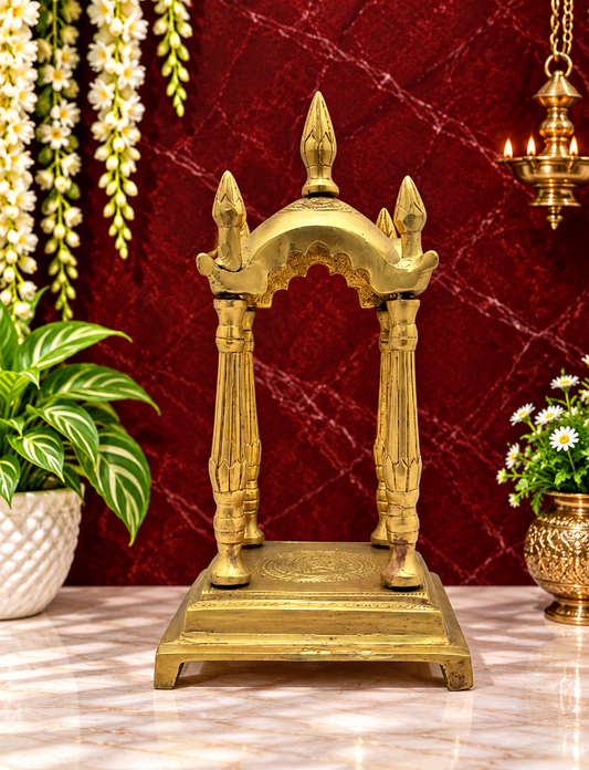 Brassaura™ ब्रास मंदिर की मूर्ति - ऊंचाई 10.4 इंच और वज़न 2.2 किलोग्राम | हस्तनिर्मित मंदिर की मूर्ति