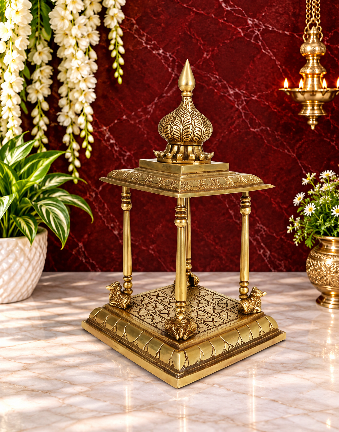 ब्रासौराह™ पीतल मंदिर की मूर्ति - ऊंचाई 14.4 इंच और वजन 4.3 किलोग्राम | ध्यान और पूजा स्थल की शोभा बढ़ाने वाला