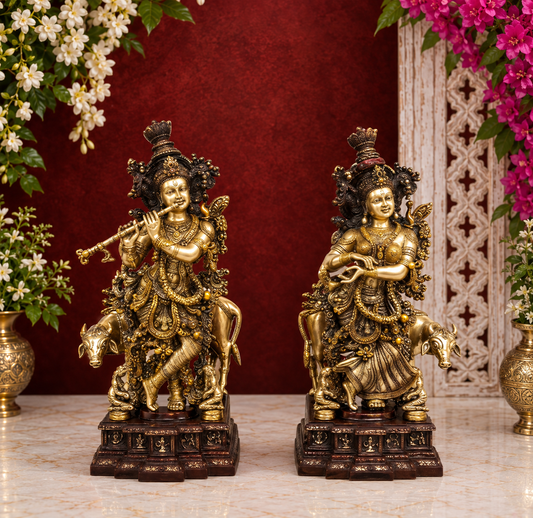 Brassaura® ब्रास कृष्ण नंदी प्रतिमा | ऊंचाई 29 इंच और वजन 70 किलो