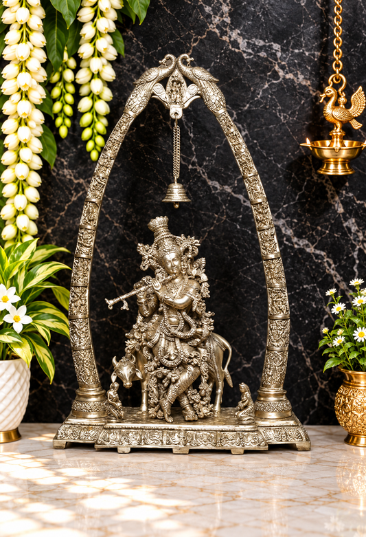 ब्रसुर्रा® पीतल कृष्ण नंदी प्रतिमा | ऊँचाई 45 इंच और वज़न 57.80 किलोग्राम