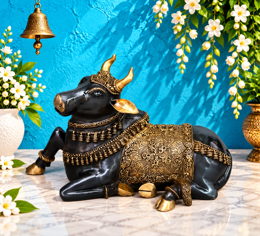 Brassaura® Pure Brass Nandi Statue | Pure Superfine Brass Handcrafted Murti | Brass Statue for Home Temple, Pooja Room | Height 22 Inches | Weight 31.18 Kgs