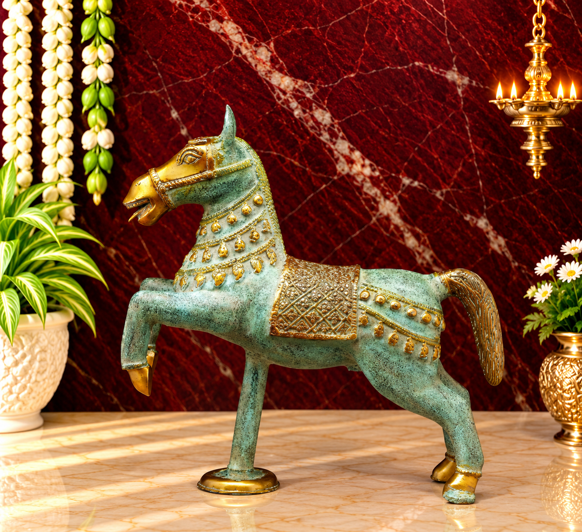 Brassaura® Brass Decorative Horse Sculpture | Pure Brass | Height 17.5 Inches & Weight 9.55 kgs