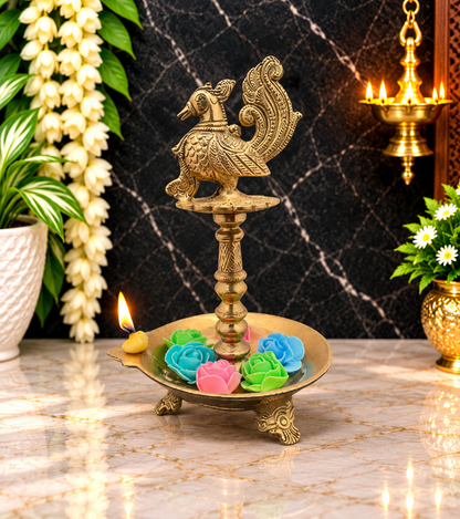 Brassaura® Brass Big Deepak | Pure Superfine Brass Handcrafted Murti | Brass Statue for Home Temple, Pooja Room | Height 10.2 Inches | Weight 1.5 Kgs