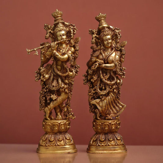 BRASS RADHA KRISHNA IDOL 30 INCHES