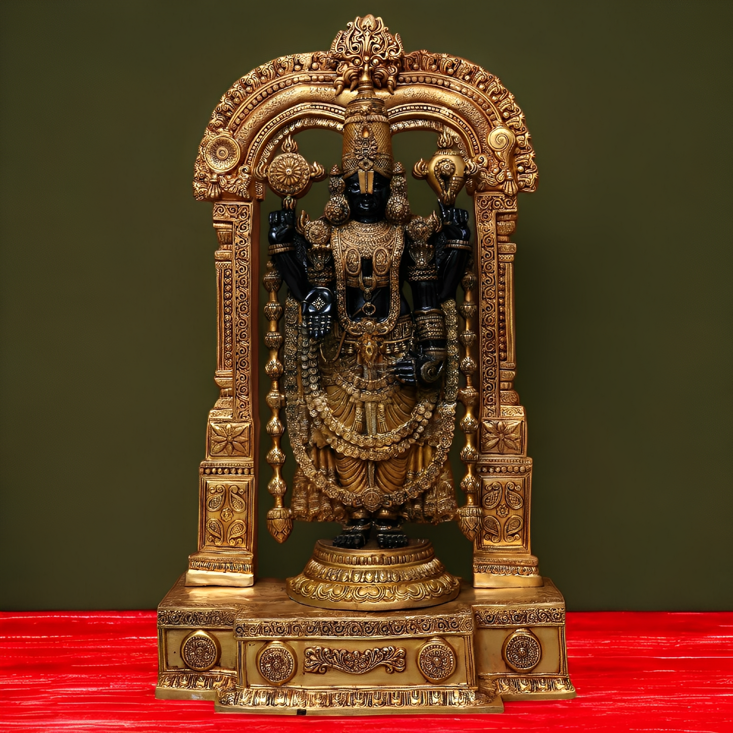 Brassaura® Brass Tirupati Balaji Murti with Arch | Height 60 Inches & Weight 132 kg