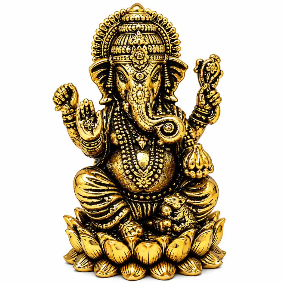 Brassaura® Ganesha Sitting Idol with Smooth Finish | Pure Superfine Brass Handcrafted Murti | Brass Statue for Home Temple, Pooja Room | Height 1.3 Inches | Weight 0.030 gm