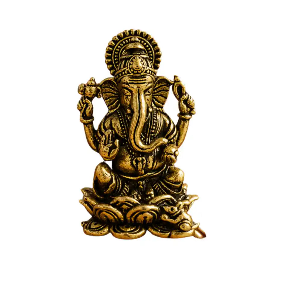 Brassaura® Ganesha Sitting Idol with Antique Finish | Pure Superfine Brass Handcrafted Murti | Brass Statue for Home Temple, Pooja Room | Height 1.3 Inches | Weight 0.020 gm