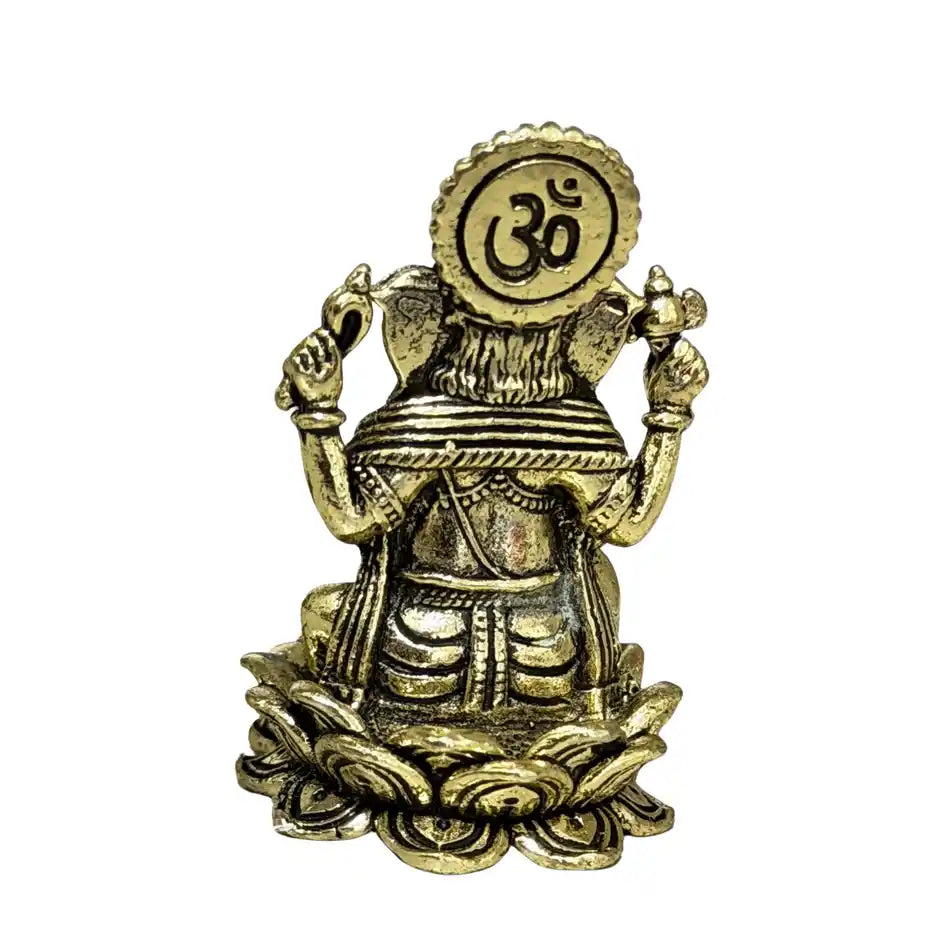 Brassaura® Ganesha Sitting Idol with Antique Finish | Pure Superfine Brass Handcrafted Murti | Brass Statue for Home Temple, Pooja Room | Height 1.3 Inches | Weight 0.020 gm