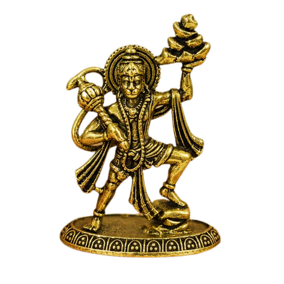 Brassaura® Hanuman Standing Idol with Antique Finish | Pure Superfine Brass Handcrafted Murti | Brass Statue for Home Temple, Pooja Room | Height 1.5 Inches | Weight