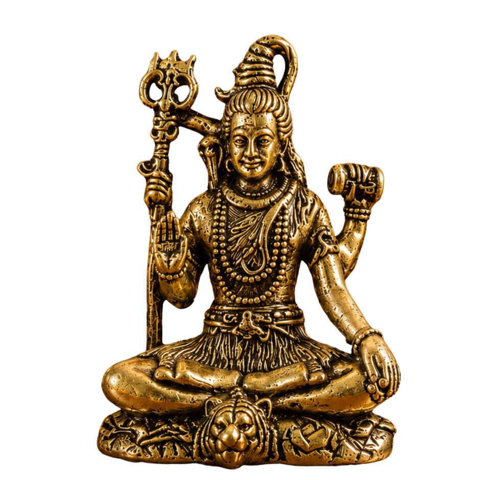 Brassaura® Shiva Sitting Meditation Idol with Antique Finish | Pure Superfine Brass Handcrafted Murti | Brass Statue for Home Temple, Pooja Room | Height 1.5 Inches | Weight 0.020 gm