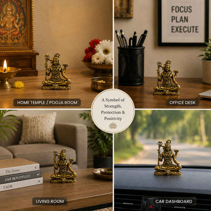 Brassaura® Shiva Sitting Meditation Idol with Antique Finish | Pure Superfine Brass Handcrafted Murti | Brass Statue for Home Temple, Pooja Room | Height 1.5 Inches | Weight 0.020 gm