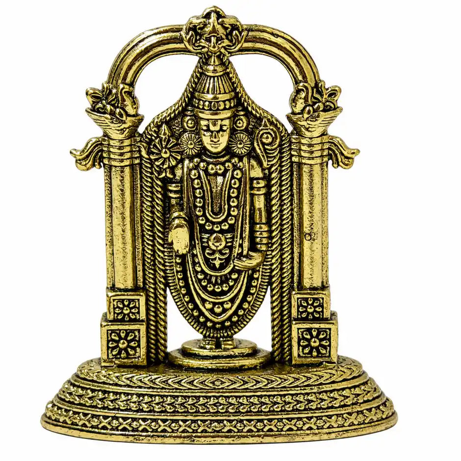 Brassaura® Tirupati Balaji Standing Idol with Antique Finish | Pure Superfine Brass Handcrafted Murti | Brass Statue for Home Temple, Pooja Room | Height 1.8 Inches | Weight 0.030 gm