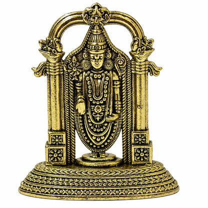 Brassaura® Tirupati Balaji Standing Idol with Antique Finish | Pure Superfine Brass Handcrafted Murti | Brass Statue for Home Temple, Pooja Room | Height 1.8 Inches | Weight 0.030 gm