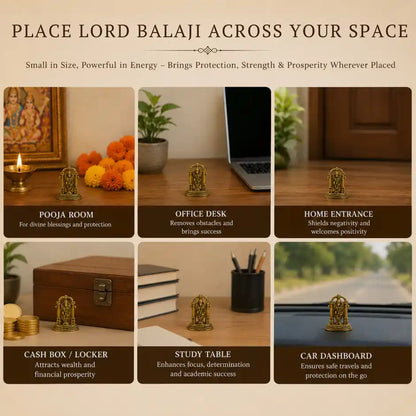 Brassaura® Tirupati Balaji Standing Idol with Antique Finish | Pure Superfine Brass Handcrafted Murti | Brass Statue for Home Temple, Pooja Room | Height 1.8 Inches | Weight 0.030 gm
