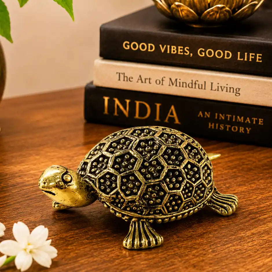 Brassaura® Turtle Decorative Idol with Antique Finish | Pure Superfine Brass Handcrafted Murti | Brass Statue for Home Temple, Pooja Room | Height Not Provided | Weight 0.030 gm