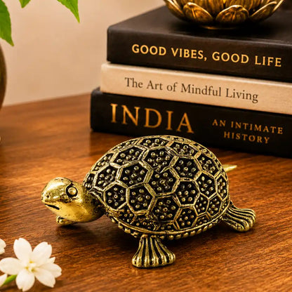 Brassaura® Turtle Decorative Idol with Antique Finish | Pure Superfine Brass Handcrafted Murti | Brass Statue for Home Temple, Pooja Room | Height Not Provided | Weight 0.030 gm