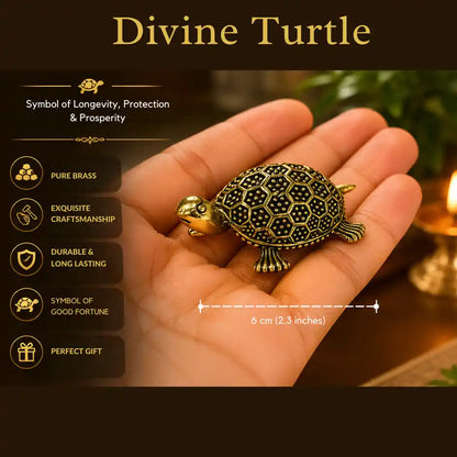 Brassaura® Turtle Decorative Idol with Antique Finish | Pure Superfine Brass Handcrafted Murti | Brass Statue for Home Temple, Pooja Room | Height Not Provided | Weight 0.030 gm