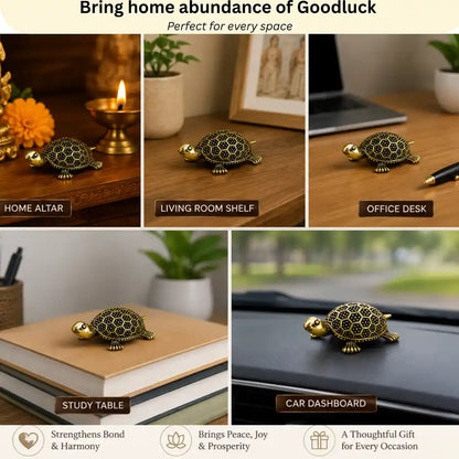 Brassaura® Turtle Decorative Idol with Antique Finish | Pure Superfine Brass Handcrafted Murti | Brass Statue for Home Temple, Pooja Room | Height Not Provided | Weight 0.030 gm