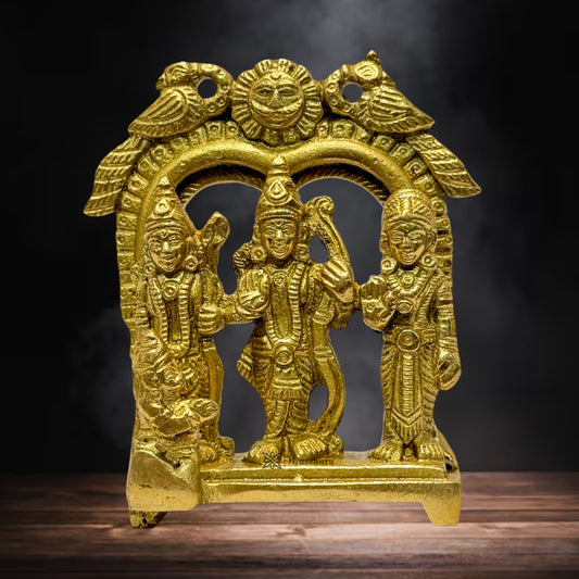 Ram Darbar with Sita Laxman Hanuman Idol Statue Golden Color Murti for Home Decor Mandir Temple Height 12 cm Weight 270 Gram