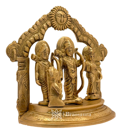 Brassaura™ Brass Ram Darbar Idol – Height 7 Inches & Weight 1.8 Kgs | Symbol of Devotion & Harmony for Home Temple